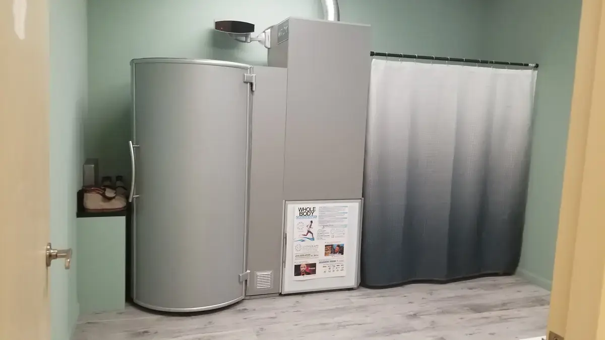 Whole body cryotherapy cryosauna at our North York studio, a short drive from Maple